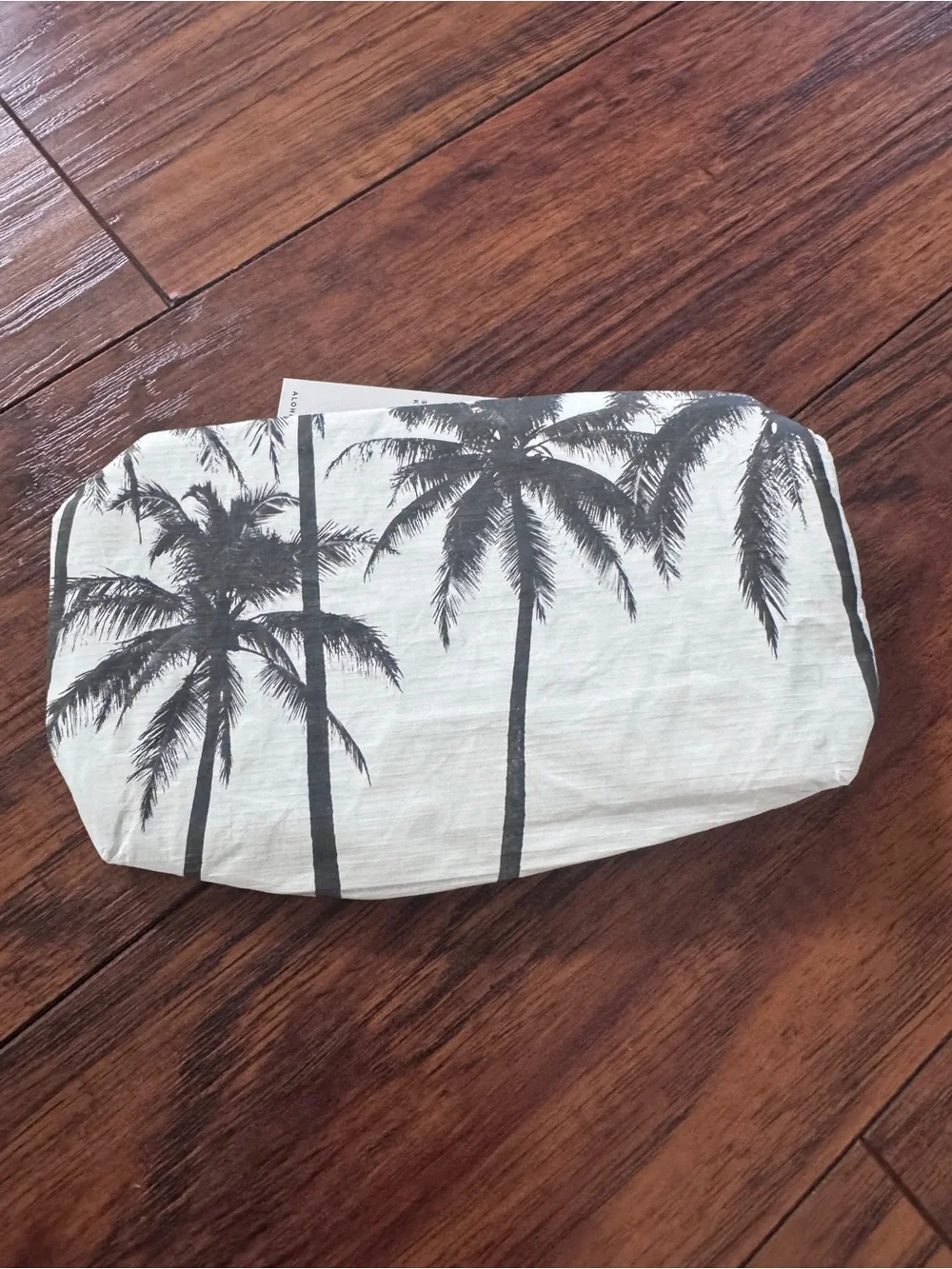 ALOHA Collection Mini Pouch with Black Palms and Pink Zipper